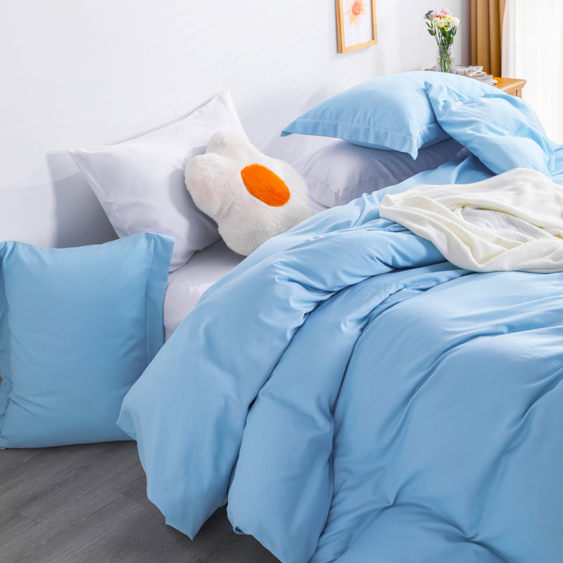  Duvet Cover Set, Queen Duvet Cover + 2 Standard Shams, Sky Blue