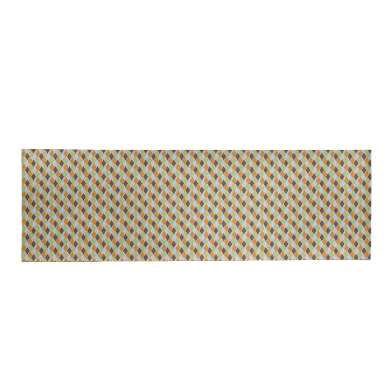 Tapis jaune/brun losanges rétro, Tapis de couloir 2 pi 6 po x 8 pi