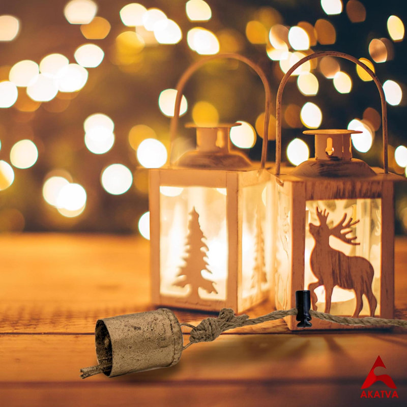 Ensemble de décorations de Noël dorées dorées - Décoration de Noël rétro pour arbre - Cloches de Noël dorées - Ornements d'arbre de Noël pour les Fêtes - Clochettes rustiques - Ensemble de 10 pièces