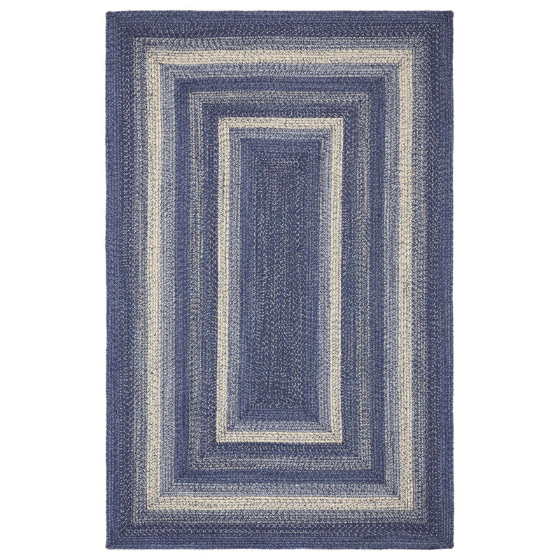 Tapis bleu / gris Birt Whistle, Rectangle 5 pi x 8 pi