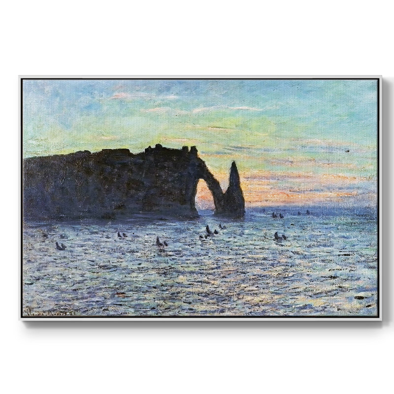 Etretat, Voiliers sous le coucher du soleil, 1882, reproduction d'art sur toile, H 41 po x l 27 po x P 2 po, Blanc