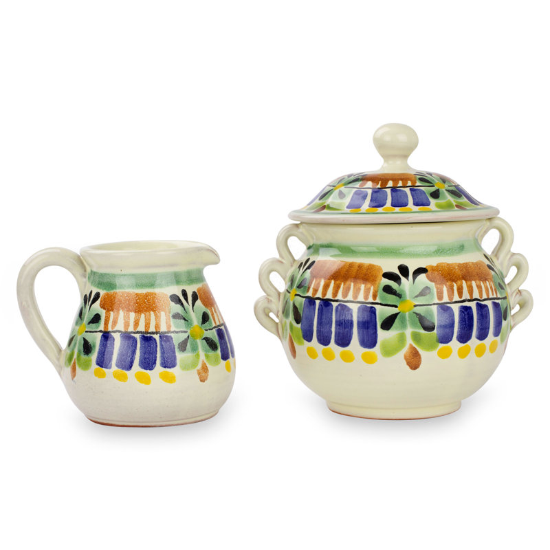 Ensemble de sucre et pot à crème majolica Emi
