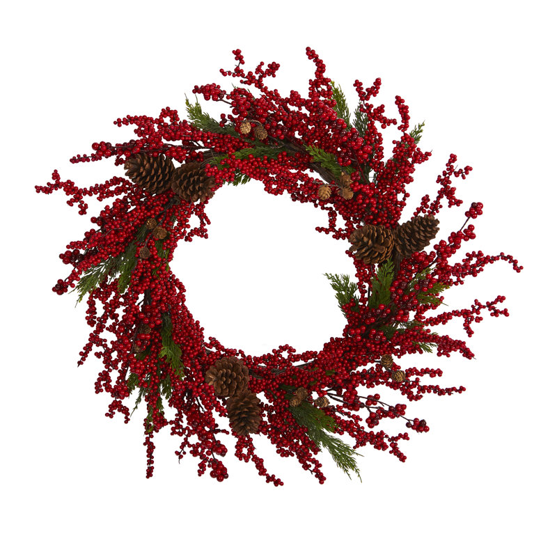 Faux Polyester Wreath, 34" H x 34" W x 4.5" D