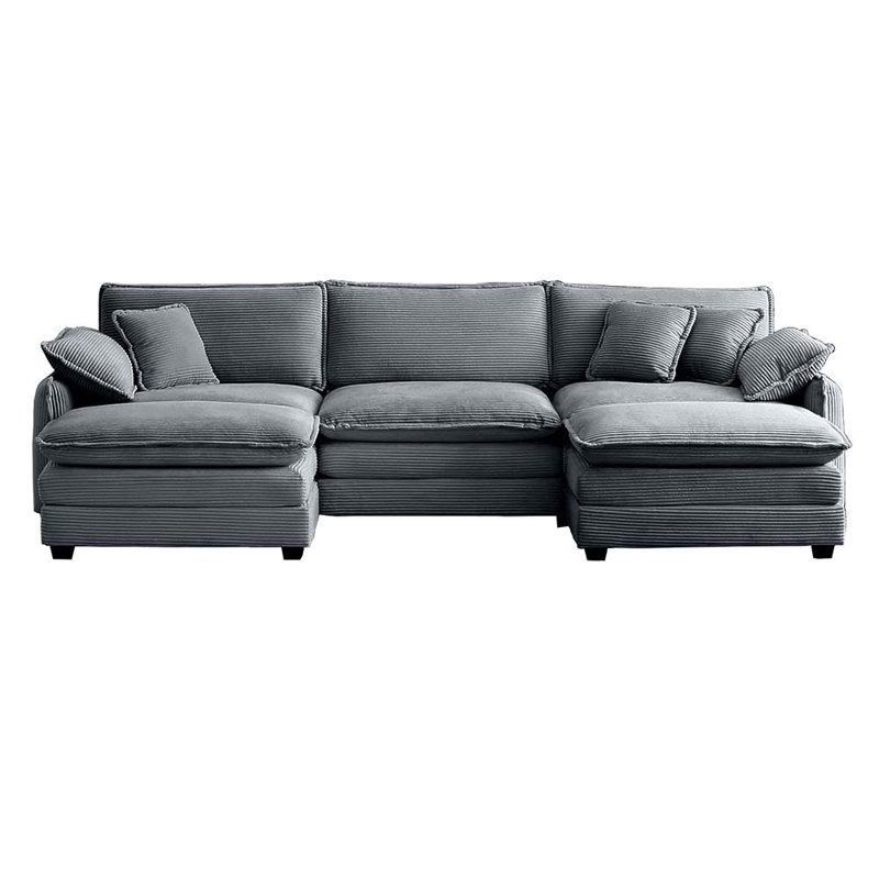 Canapé modulaire surdimensionné avec repose-pieds convertible, Gris