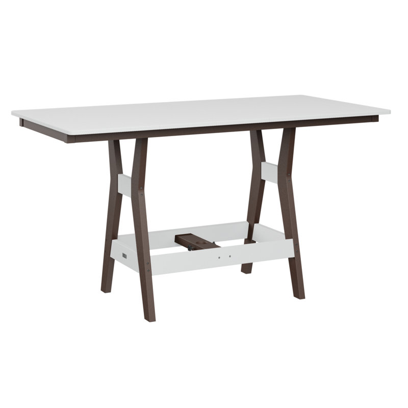 Table rectangulaire à hauteur de comptoir 66 po Berlin Gardens Harbor, 35.5" H x 66" W x 33" D, Chocolat / Brun, Blanc