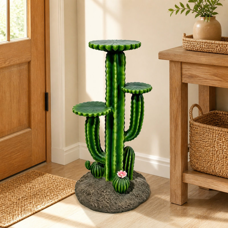 Saguaro Cactus Plant Stand with Three Display Trays