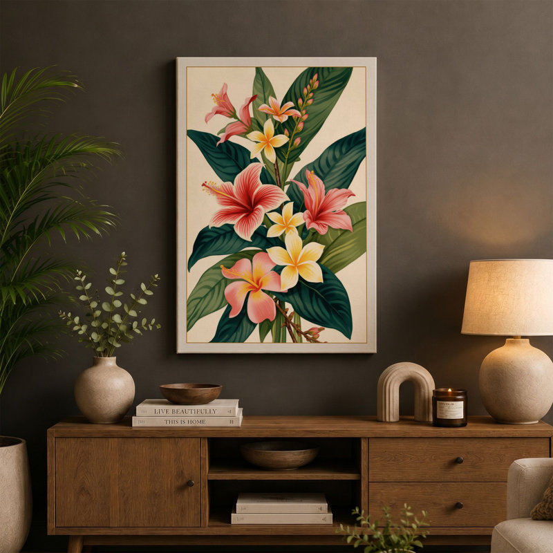 Flowering Stem Study Botanical - Wrapped Canvas, 18x12 - 45.7 x 30.5 cm, White Border
