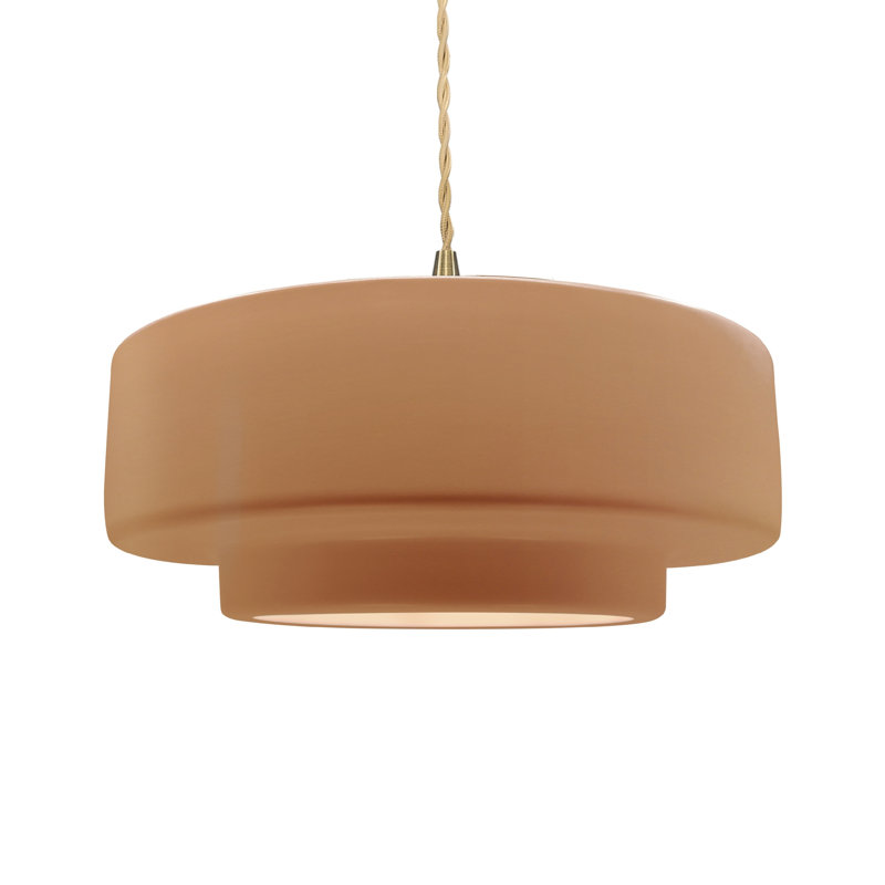 Luminaire suspendu à 1 lumière Meydan, H 6 po x l 16,25 po x P 16,25 po, Adobe / noir mat beige, Laiton brossé