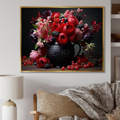 Décoration florale rouge en pot de style gothique - Boho Pottery