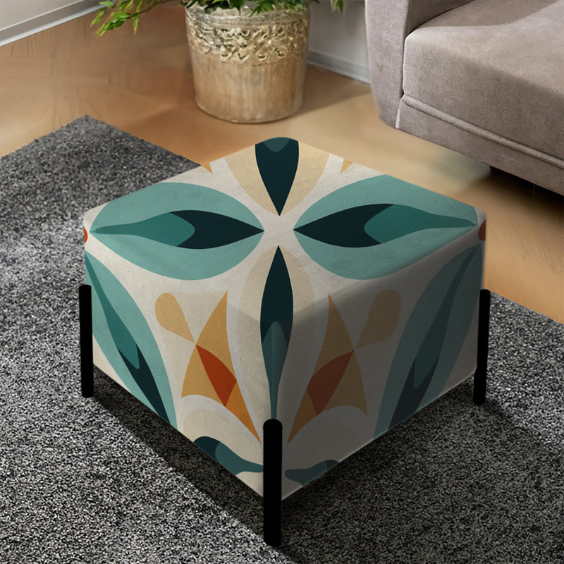 Earthy Symmetry - Patchwork Square Ottoman