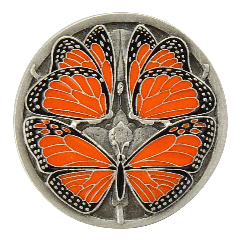 Pewter Enameled Round Butterfly Cabinet Knob with Mounting Hardware