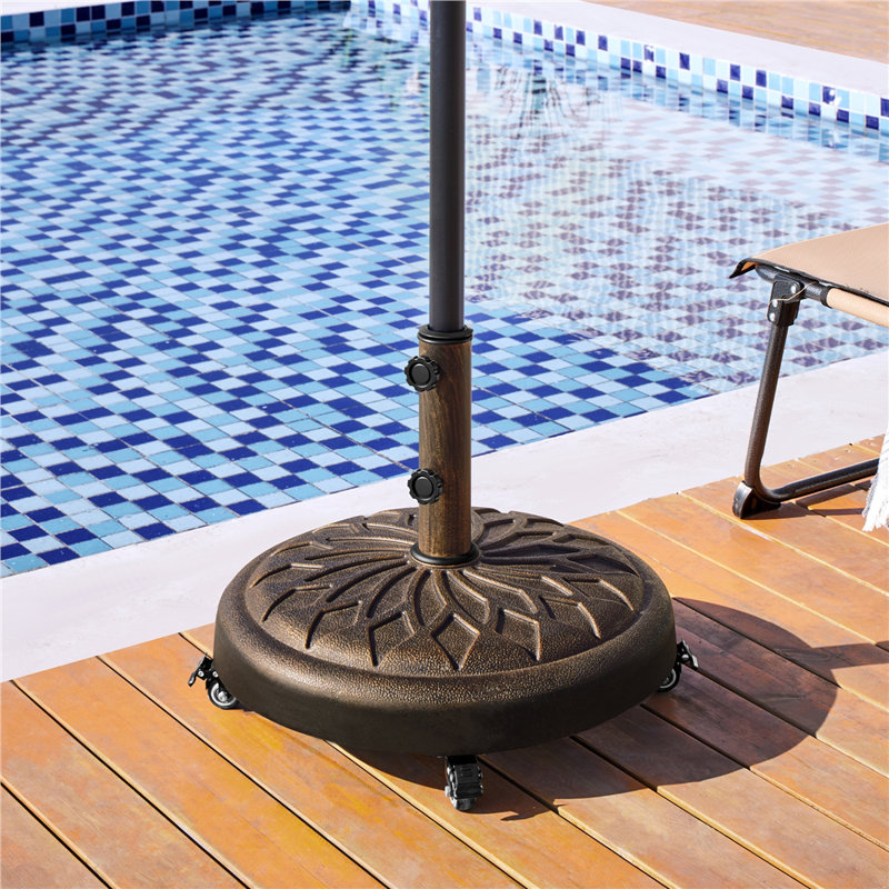 Colour 24.7kg Free Standing Umbrella Base with Wheels, Bronze