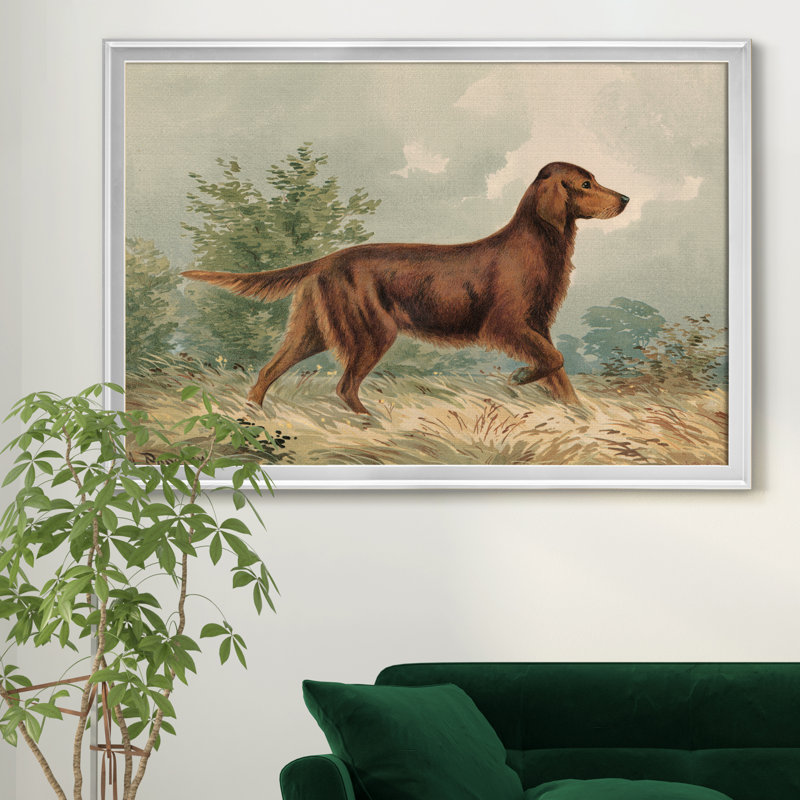 «Irish Setter I», reproduction d'art sur toile encadrée, Cadre argenté, H 18,5 po x l 24,5 po x P 1,5 po