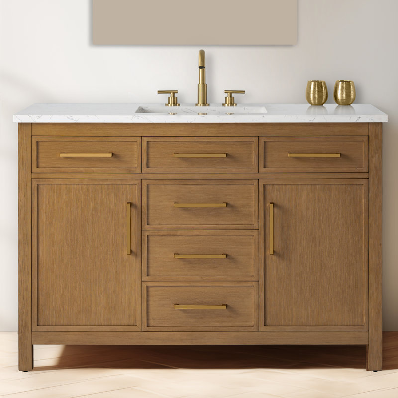 Reajean 48" Single Vanity, Caramel/Brushed Bronze