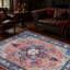 Tapis lavable Boho 4 x 6 médaillon rétro à imprimé floral antidérapant pour tapis d'entrée dans la chambre à coucher, salle à manger, bureau à domicile