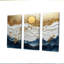 Blue Waves Heights Golden Coastal II - ensemble d'art mural côtier-107201028-107201030