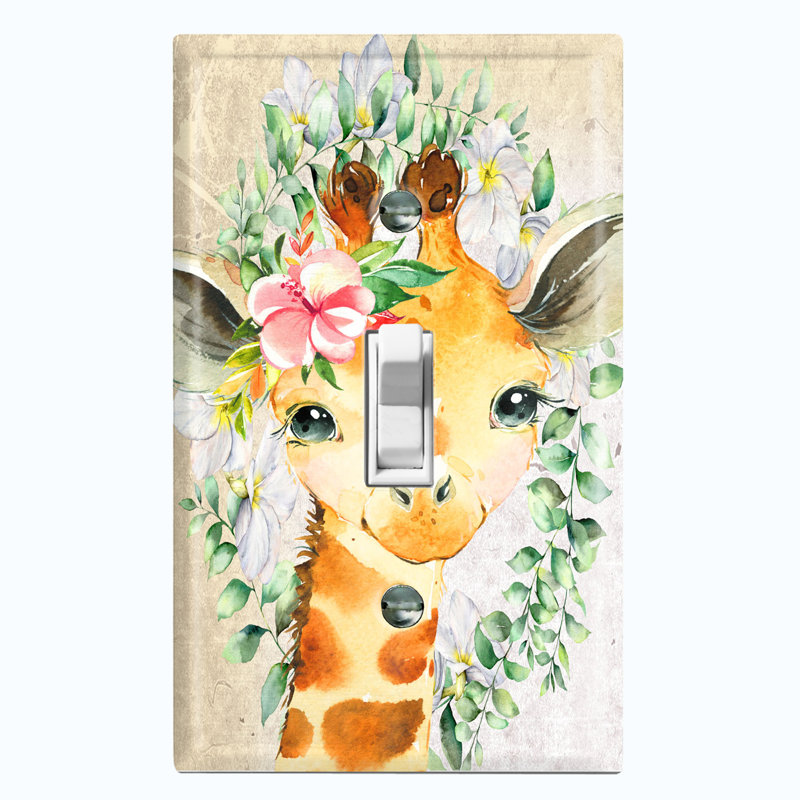 Plaque murale mignonne avec girafe et girafe orange