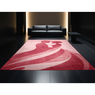 Tapis rose et rose moderne lavable à la machine Rhawnhurst Valentines