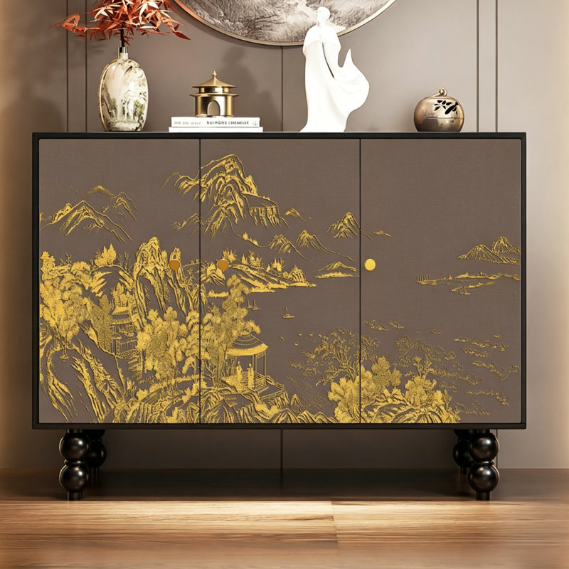 Chinese Style Wooden Entryway Storage Cabinet
