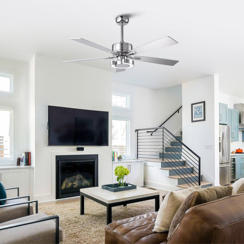 52" Dimmable 3CCT LED Ceiling Fan with Remote Control 6 Speeds Reversible DC Motor Timer 4"/10" Downrods
