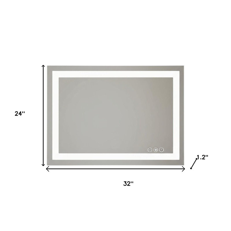 24" Clear Lighted Frameless Bathroom Vanity Mirror