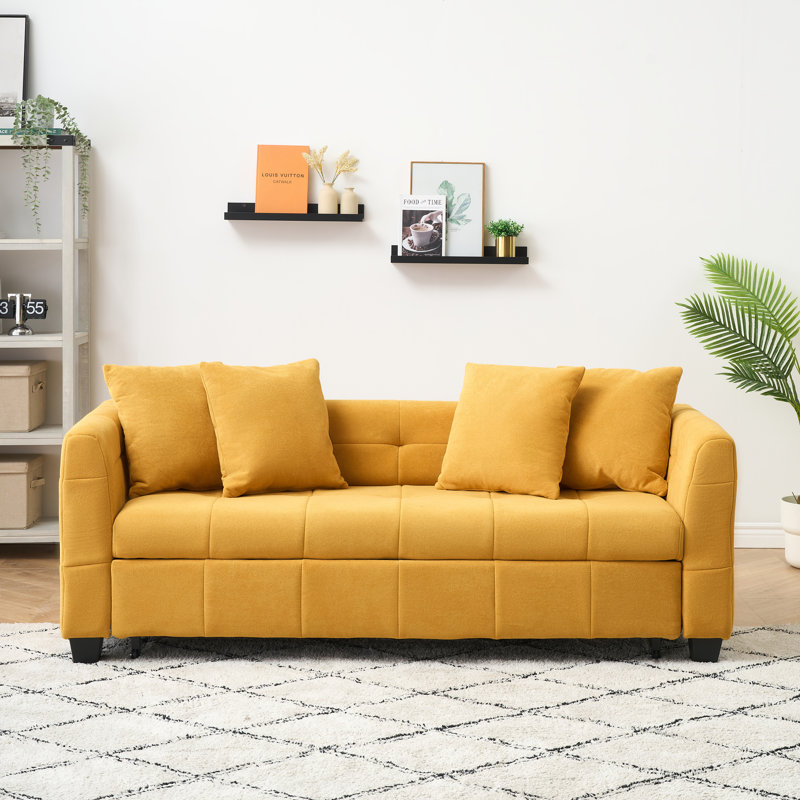 Canapé 78 po en velours 78 po avec lit escamotable Cloud, Gris foncé
