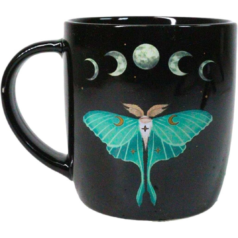 Tasse à café en porcelaine Wicca Magic Dark Luna Moth Moon Phases