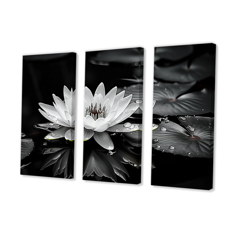 Fleur de lotus entre les coussinets de Lilly - lotus, impression d'art mural, H 32 po x l 48 po x P 1 po