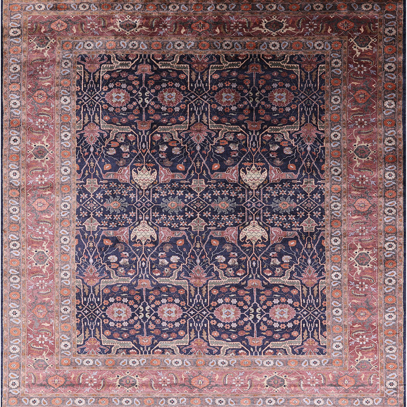 Tapis brun à motif oriental, Carré 4 pi