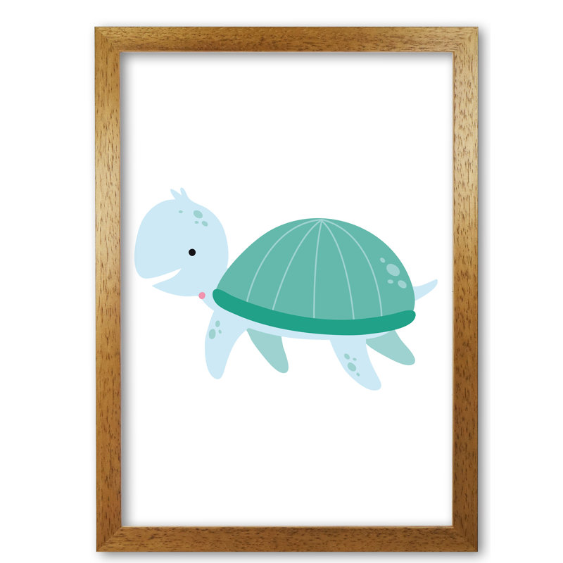 Children's Animals, Turtle Fine - Print, Honey Oak Frame, 42 cm H x 30 cm W x 5 cm D