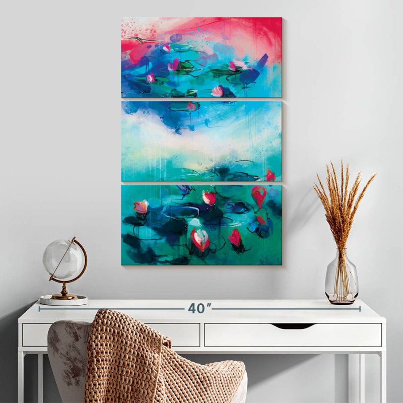 Étang à fleurs Avery abstrait, H 32 po x l 20 po