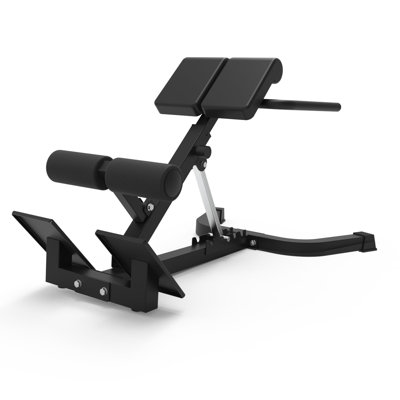 Black Adjustable Roman Chair Back Extension Bench Full Body Core Glute Trainer Heavy Duty 330 Lbs Weight Capacity Non Slip Base Home Gym Workout Equipment