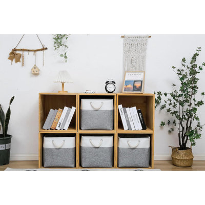 Bacs de rangement cubiques, 4 grands bacs de rangement en tissu pliables avec cordes, cubes de rangement pliables pour la maison, le bureau, le placard, les vêtements et les jouets