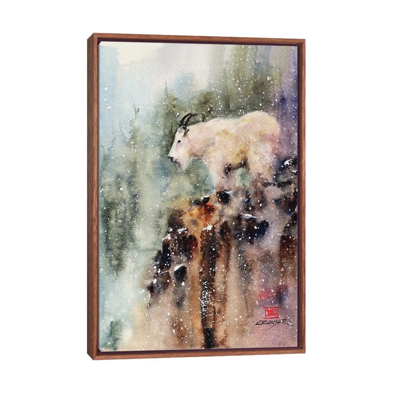 «Mountain Goat» - reproduction, H 26 po x l 40 po x 1,5 po, Cadre bois classique