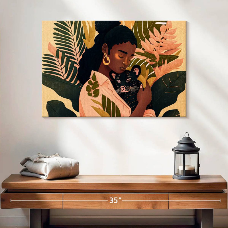 Boho Botanical African Girl, H 16 po x l 24 po