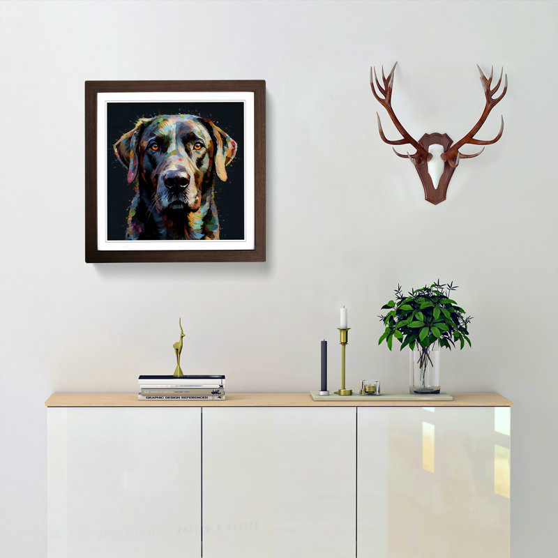 Labrador Retriever Glitch - Framed Print, Walnut