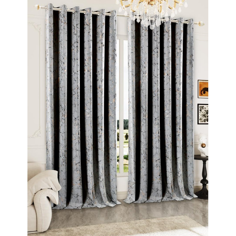 Prime Linens Velvet Blackout Curtain Pair, 90cm Width x 54cm Drop, Silver