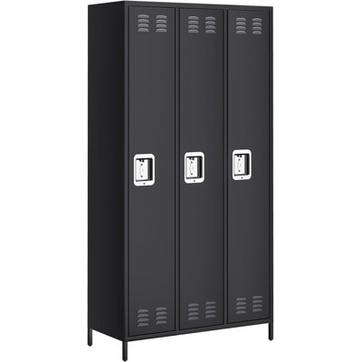 Armoire de rangement en métal pour le garage, armoire de rangement de bureau en métal à 3 portes avec portes verrouillables, grands armoires de rangement en acier pour le bureau, la maison, le garage, la salle de sport, l'école