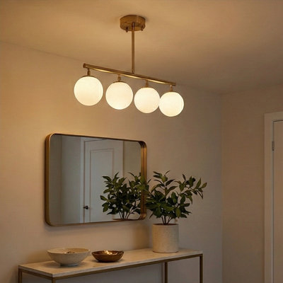 4 Lights Metal Body Glass Cap Semi-Flush Mount