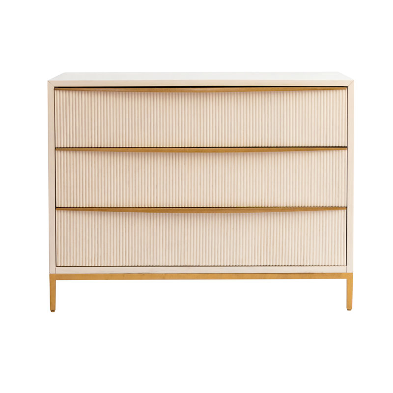 London 3-Drawers Cabinet In Antique White, Antique White