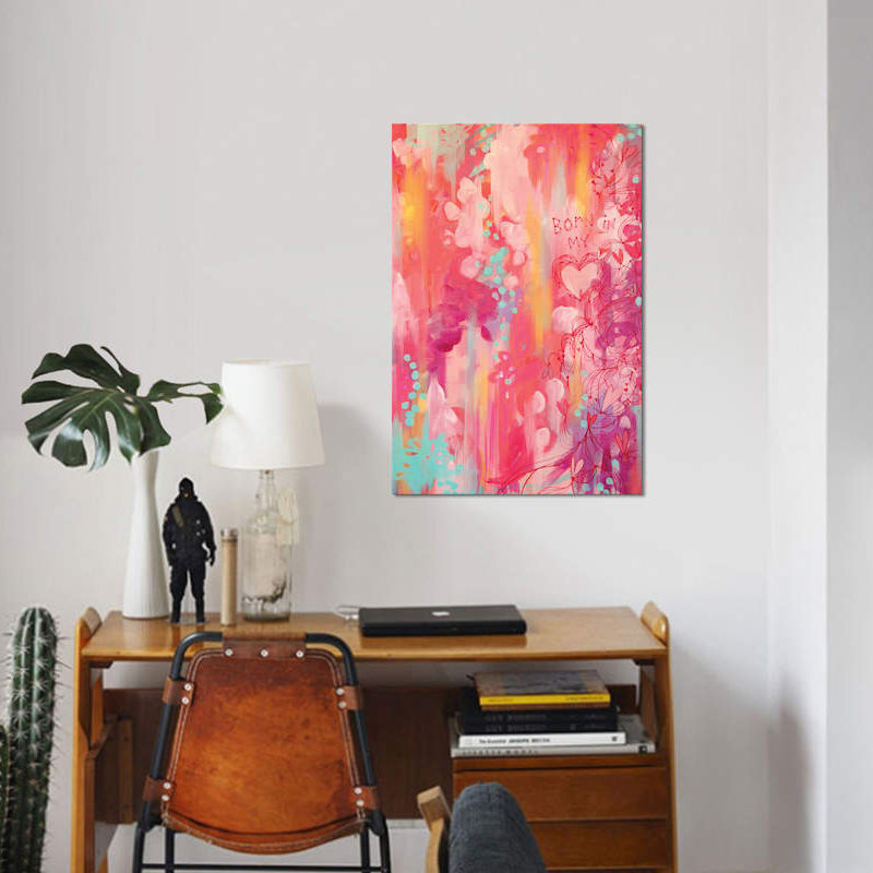 « née my cardiaque », impression sur toile tendue, H 12 po x l 8 po x P 0,75 po, Pas de tapis, Toile tendue