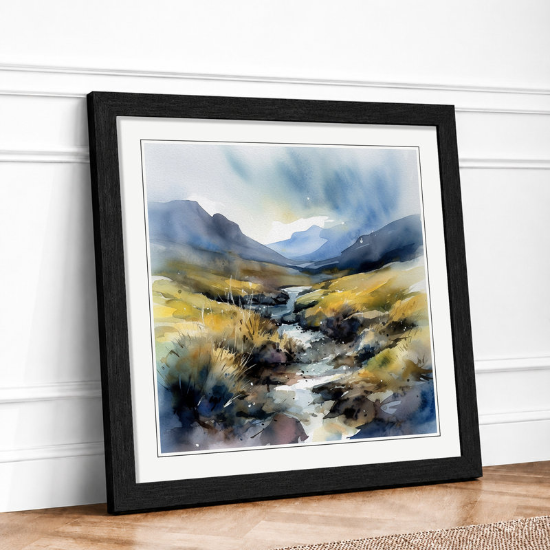 Scotland Watercolour No.1 - Framed Print, Black