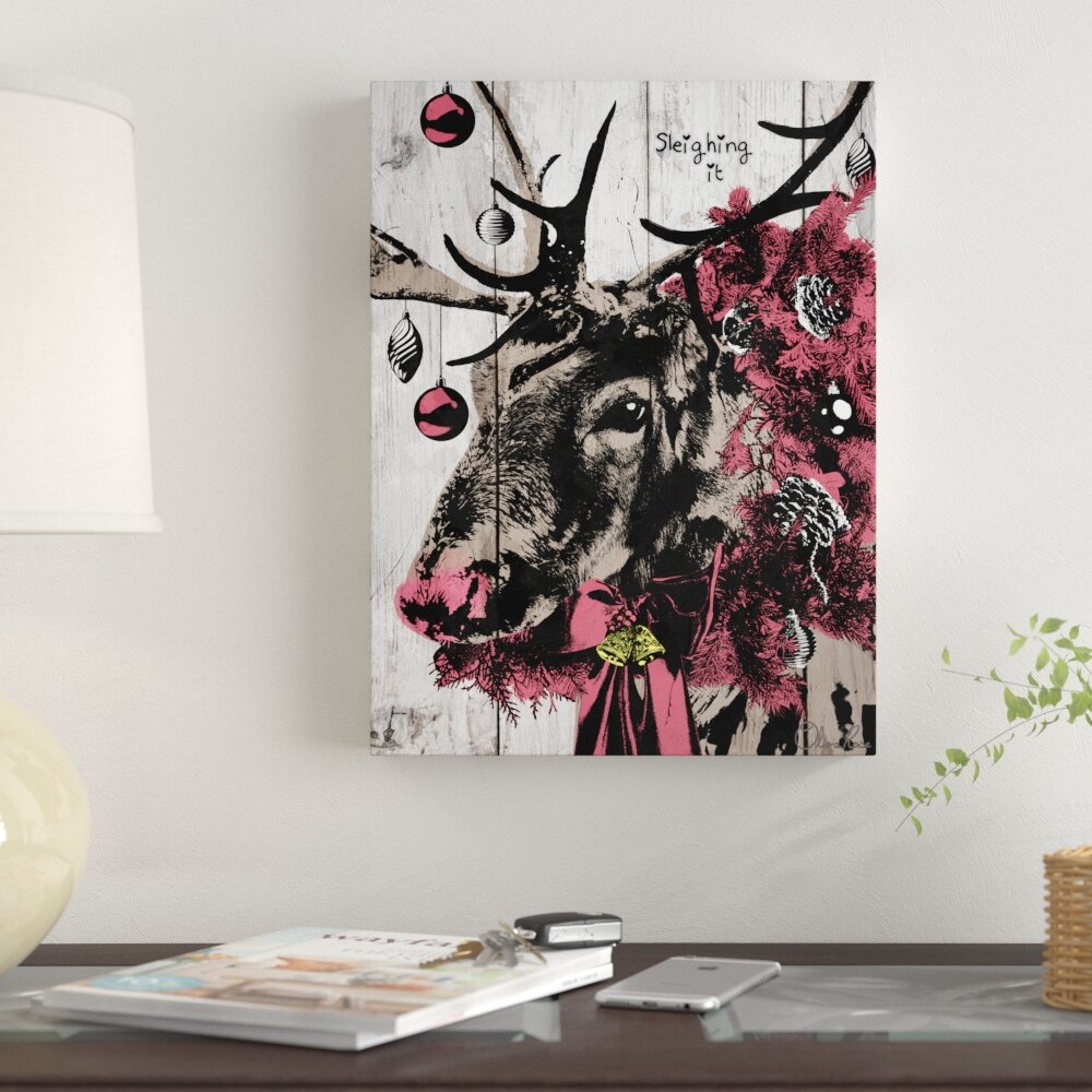 Holiday - Christmas Reindeer by Susan Pepe - Wrapped Canvas Painting Print The Holiday Aisle Size: 40 H x 30 W x 1.5 D