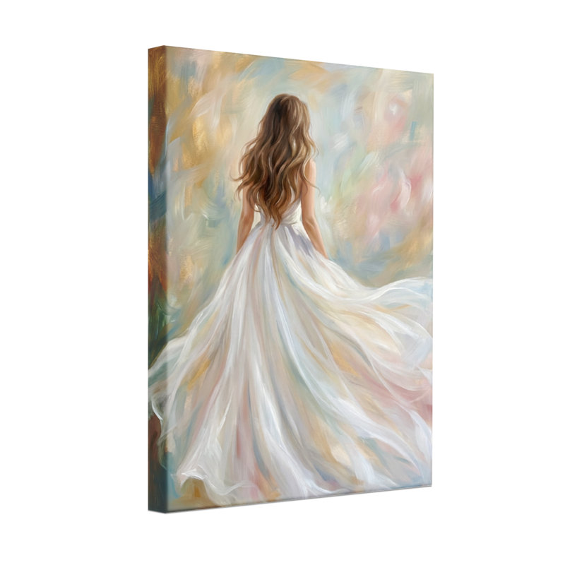 Plantes et fleurs Femme en robe blanche qui s'en va, H 30 po x l 20 po