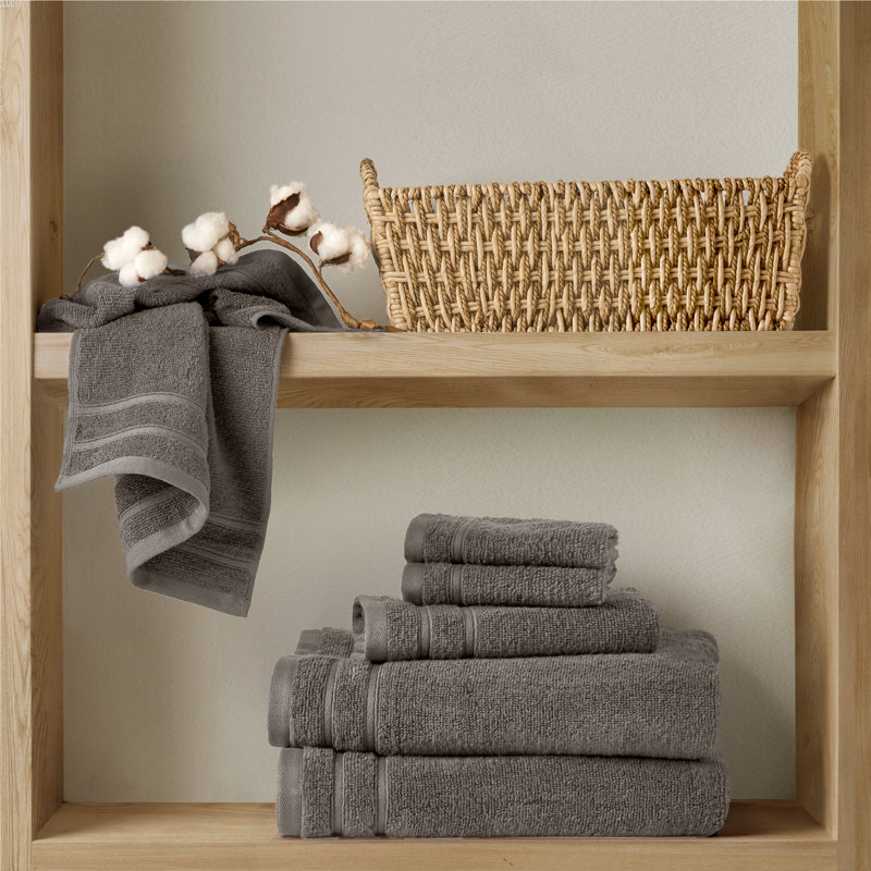 Ensemble de serviettes 100% coton 400GSM Essential, Gris, Ensemble 6 serviettes de bain