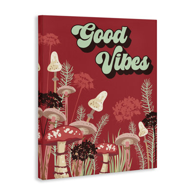 Good Good Vibes Mushroom, art mural sur toile par Diane Labombarbe
