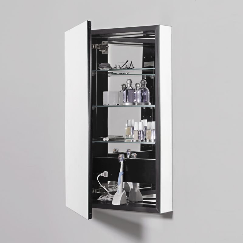 Armoire à pharmacie 1 porte encastrée ou à fixation en surface sans cadre avec 3 tablettes réglables PL Series