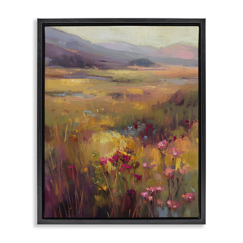 Cadre flottant Golden Waves Of Grass, design par Svetlana Aleynikova, H 21 po x l 17 po, Cadre flottant noir de jais