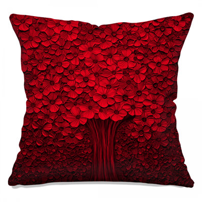 Red Blossoming Tree Double Sided Throw Pillows