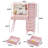 Fluted Vanity Desk With LED Mirror, 5 Drawers & RGB Glass Cabinet & Charging-699987365